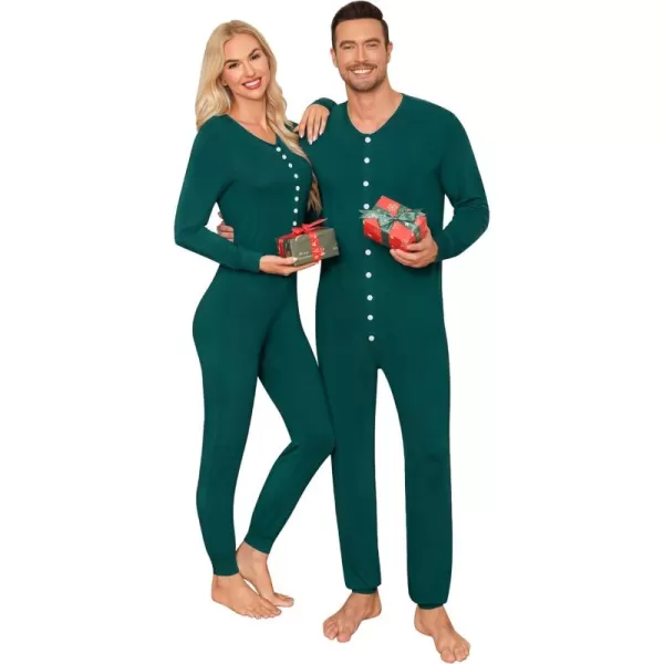 imageSWOMOG Matching Family Onesise Pajamas Christmas Long Sleeve PJs Set Holiday Button Stripe Nightwear Xmas MenampampWomen SleepwearGreen