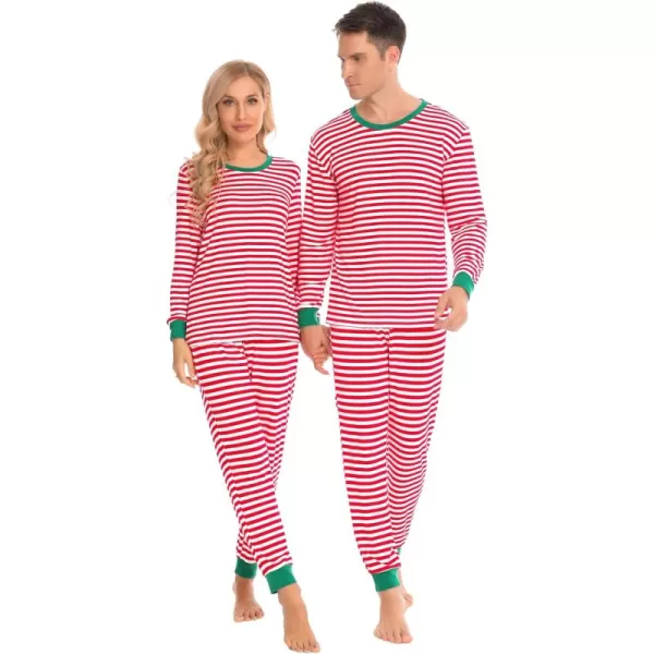 imageSWOMOG Matching Family Onesise Pajamas Christmas Long Sleeve PJs Set Holiday Button Stripe Nightwear Xmas MenampampWomen SleepwearRed Stripe2pcs Pajama Set