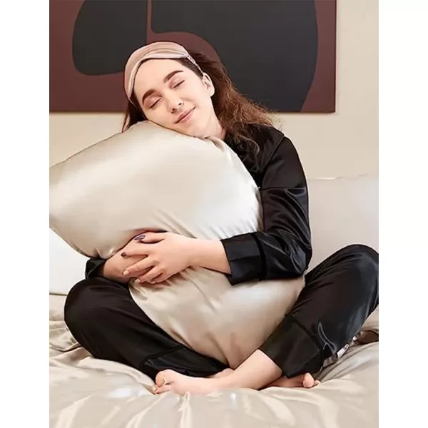 imageSWOMOG Couples Pajamas Womens ampampMens Matching Pajamas Set Silk Satin Pj Set Long Sleeve Button Down Sleepwear 2 Pcs LoungewearBlack