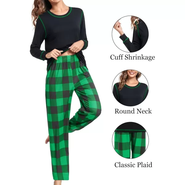 imageSWOMOG Family Christmas Pajamas 2024 MEN ampamp WOMEN Pjs Long Sleeve Top ampamp Plaid Bottom Soft Sleepwear LoungewearBlack  Green