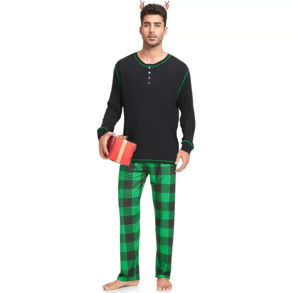 imageSWOMOG Family Christmas Pajamas 2024 MEN ampamp WOMEN Pjs Long Sleeve Top ampamp Plaid Bottom Soft Sleepwear LoungewearBlack  Green