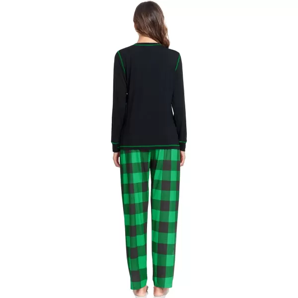 imageSWOMOG Family Christmas Pajamas 2024 MEN ampamp WOMEN Pjs Long Sleeve Top ampamp Plaid Bottom Soft Sleepwear LoungewearBlack  Green