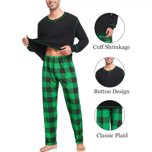 imageSWOMOG Family Christmas Pajamas 2024 MEN ampamp WOMEN Pjs Long Sleeve Top ampamp Plaid Bottom Soft Sleepwear LoungewearBlack  Green