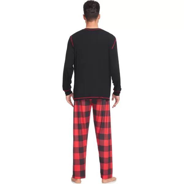 imageSWOMOG Family Christmas Pajamas 2024 MEN ampamp WOMEN Pjs Long Sleeve Top ampamp Plaid Bottom Soft Sleepwear LoungewearBlack  Red Plaid