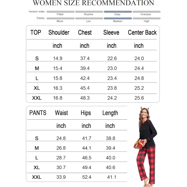 imageSWOMOG Family Christmas Pajamas 2024 MEN ampamp WOMEN Pjs Long Sleeve Top ampamp Plaid Bottom Soft Sleepwear LoungewearBlack  Red Plaid