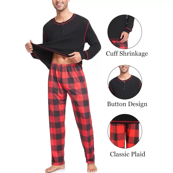 imageSWOMOG Family Christmas Pajamas 2024 MEN ampamp WOMEN Pjs Long Sleeve Top ampamp Plaid Bottom Soft Sleepwear LoungewearBlack  Red Plaid