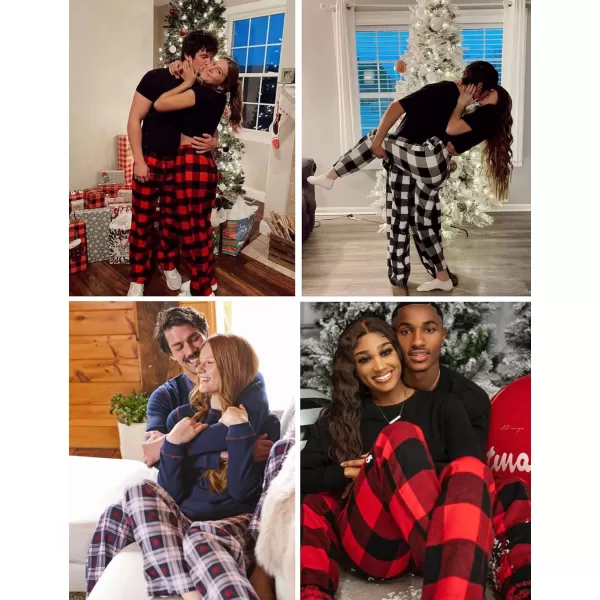 imageSWOMOG Family Christmas Pajamas 2024 MEN ampamp WOMEN Pjs Long Sleeve Top ampamp Plaid Bottom Soft Sleepwear LoungewearBlack  Red Plaid