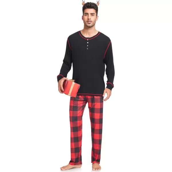 imageSWOMOG Family Christmas Pajamas 2024 MEN ampamp WOMEN Pjs Long Sleeve Top ampamp Plaid Bottom Soft Sleepwear LoungewearBlack  Red Plaid