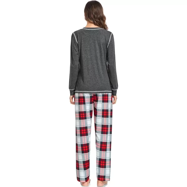 imageSWOMOG Family Christmas Pajamas 2024 MEN ampamp WOMEN Pjs Long Sleeve Top ampamp Plaid Bottom Soft Sleepwear LoungewearDeep Grey