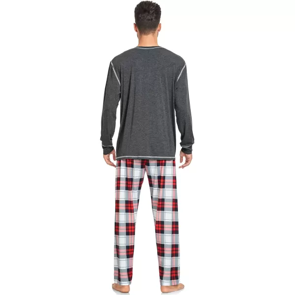 imageSWOMOG Family Christmas Pajamas 2024 MEN ampamp WOMEN Pjs Long Sleeve Top ampamp Plaid Bottom Soft Sleepwear LoungewearDeep Grey