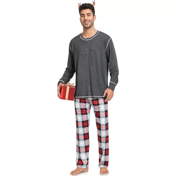 imageSWOMOG Family Christmas Pajamas 2024 MEN ampamp WOMEN Pjs Long Sleeve Top ampamp Plaid Bottom Soft Sleepwear LoungewearDeep Grey