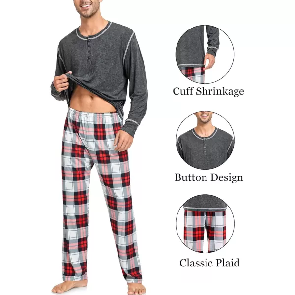 imageSWOMOG Family Christmas Pajamas 2024 MEN ampamp WOMEN Pjs Long Sleeve Top ampamp Plaid Bottom Soft Sleepwear LoungewearDeep Grey