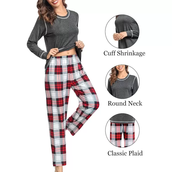 imageSWOMOG Family Christmas Pajamas 2024 MEN ampamp WOMEN Pjs Long Sleeve Top ampamp Plaid Bottom Soft Sleepwear LoungewearDeep Grey