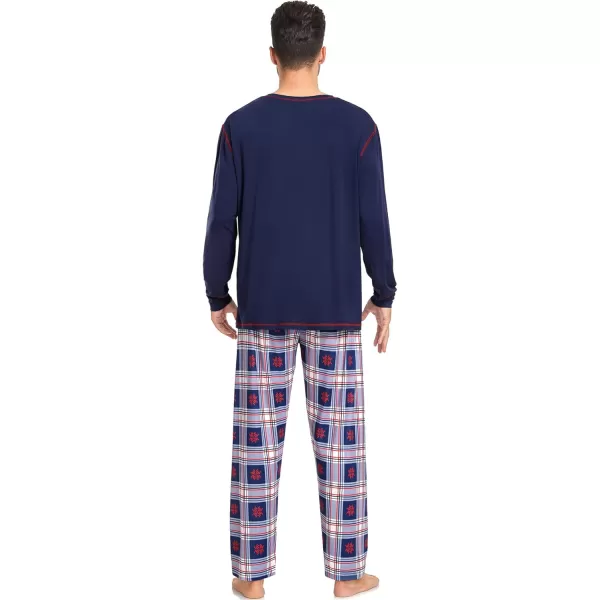 imageSWOMOG Family Christmas Pajamas 2024 MEN ampamp WOMEN Pjs Long Sleeve Top ampamp Plaid Bottom Soft Sleepwear LoungewearNavy Blue