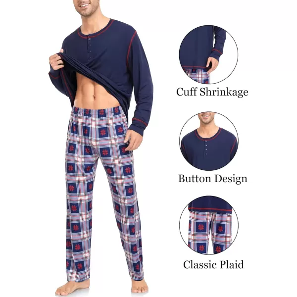 imageSWOMOG Family Christmas Pajamas 2024 MEN ampamp WOMEN Pjs Long Sleeve Top ampamp Plaid Bottom Soft Sleepwear LoungewearNavy Blue