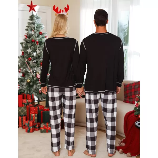 imageSWOMOG Family Christmas Pajamas 2024 MEN ampamp WOMEN Pjs Long Sleeve Top ampamp Plaid Bottom Soft Sleepwear LoungewearWhite