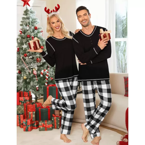 imageSWOMOG Family Christmas Pajamas 2024 MEN ampamp WOMEN Pjs Long Sleeve Top ampamp Plaid Bottom Soft Sleepwear LoungewearWhite