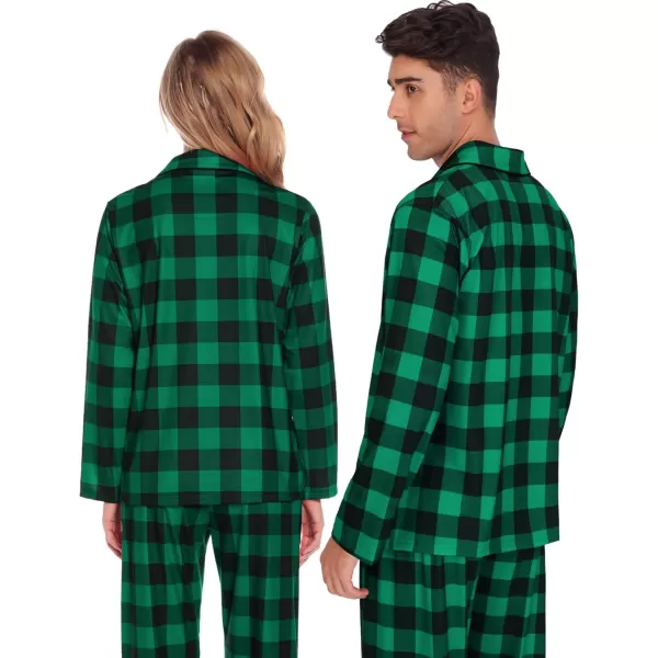 imageSWOMOG Family Matching Pajama Set Christmas Pjs Plaid Pajamas for Men Women Long Sleeve Sleepwear Pj SetGreen Plaidno Pockets