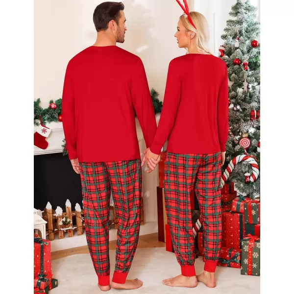 imageSWOMOG Family Matching Pajama Set Christmas Pjs Plaid Pajamas for Men Women Long Sleeve Sleepwear Pj SetRed Green Plaid Pantswith Pockets