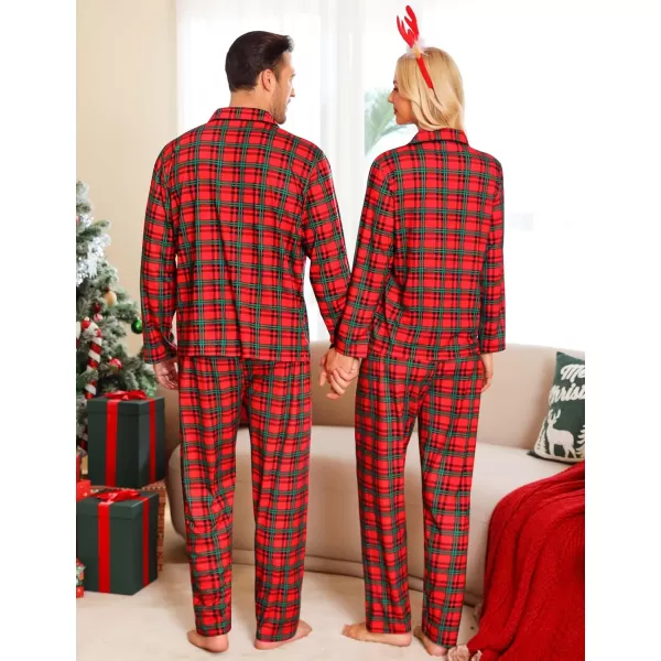 imageSWOMOG Family Matching Pajama Set Christmas Pjs Plaid Pajamas for Men Women Long Sleeve Sleepwear Pj SetRed Green Plaidno Pockets