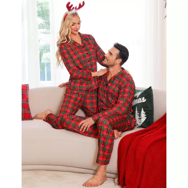 imageSWOMOG Family Matching Pajama Set Christmas Pjs Plaid Pajamas for Men Women Long Sleeve Sleepwear Pj SetRed Green Plaidno Pockets