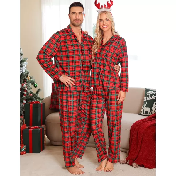 imageSWOMOG Family Matching Pajama Set Christmas Pjs Plaid Pajamas for Men Women Long Sleeve Sleepwear Pj SetRed Green Plaidno Pockets