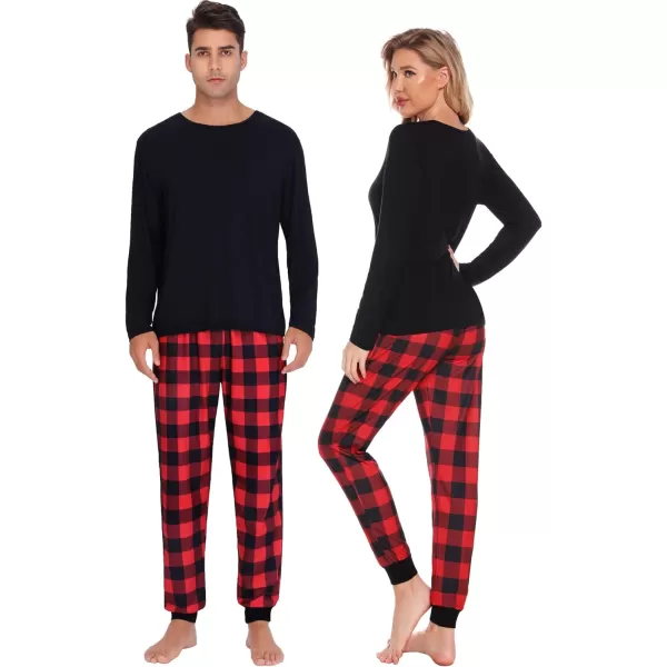 imageSWOMOG Family Matching Pajama Set Christmas Pjs Plaid Pajamas for Men Women Long Sleeve Sleepwear Pj SetRed Plaid Pantswith Pockets