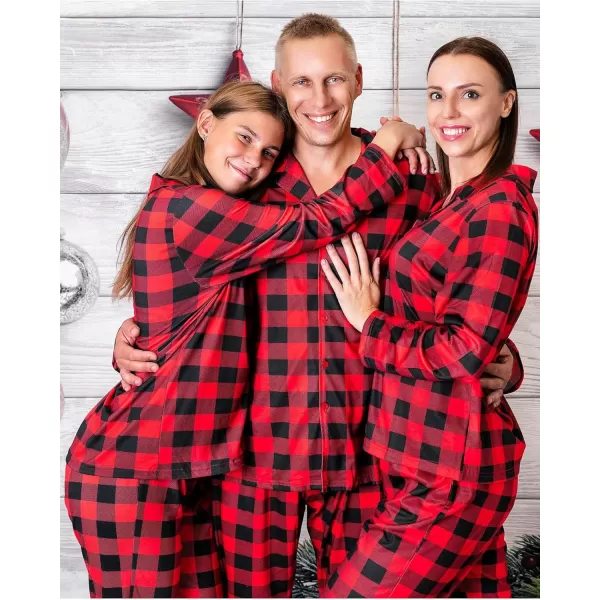 imageSWOMOG Family Matching Pajama Set Christmas Pjs Plaid Pajamas for Men Women Long Sleeve Sleepwear Pj SetRed Plaidno Pockets