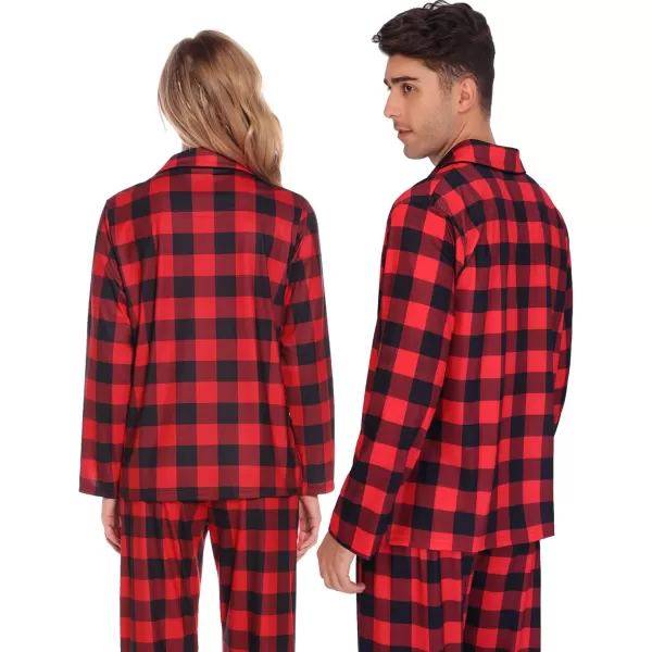 imageSWOMOG Family Matching Pajama Set Christmas Pjs Plaid Pajamas for Men Women Long Sleeve Sleepwear Pj SetRed Plaidno Pockets