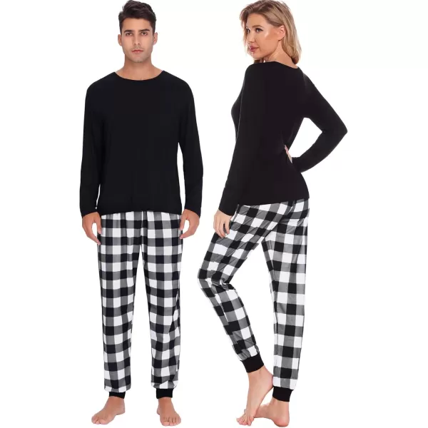 imageSWOMOG Family Matching Pajama Set Christmas Pjs Plaid Pajamas for Men Women Long Sleeve Sleepwear Pj SetWhite Plaid Pantswith Pockets