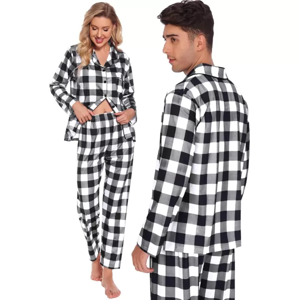 imageSWOMOG Family Matching Pajama Set Christmas Pjs Plaid Pajamas for Men Women Long Sleeve Sleepwear Pj SetWhite Plaidno Pockets