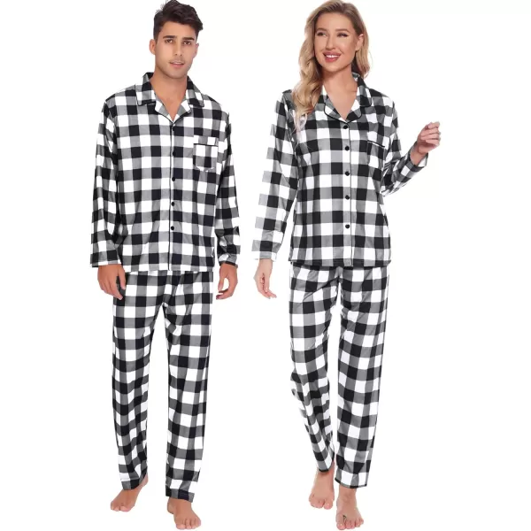 imageSWOMOG Family Matching Pajama Set Christmas Pjs Plaid Pajamas for Men Women Long Sleeve Sleepwear Pj SetWhite Plaidno Pockets