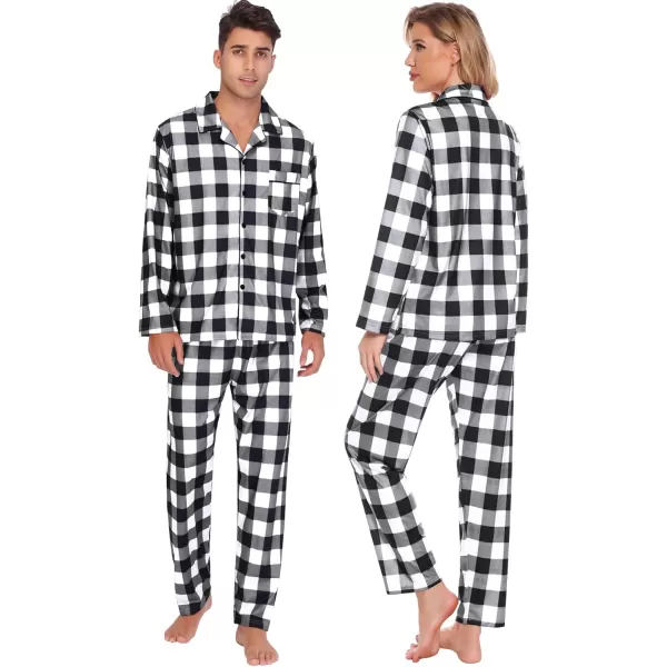 imageSWOMOG Family Matching Pajama Set Christmas Pjs Plaid Pajamas for Men Women Long Sleeve Sleepwear Pj SetWhite Plaidno Pockets