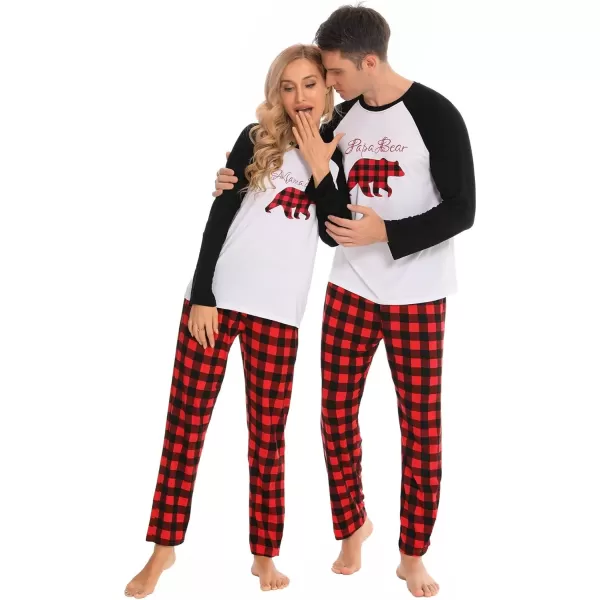 imageSWOMOG Matching Couples Christmas Pajamas Set Women ampamp Men Printed Long Sleeve Pjs Top and Plaid Pants LoungewearChristmas Bear