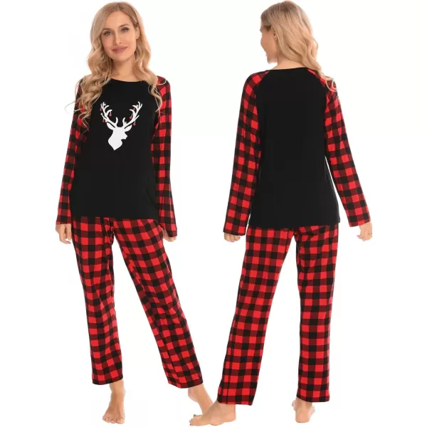 imageSWOMOG Matching Couples Christmas Pajamas Set Women ampamp Men Printed Long Sleeve Pjs Top and Plaid Pants LoungewearChristmas Classical Deers