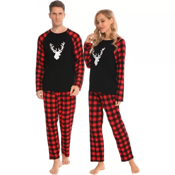 imageSWOMOG Matching Couples Christmas Pajamas Set Women ampamp Men Printed Long Sleeve Pjs Top and Plaid Pants LoungewearChristmas Classical Deers