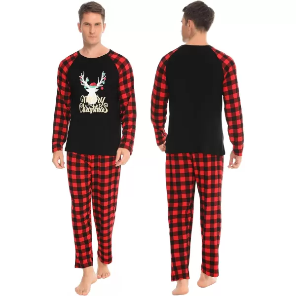 imageSWOMOG Matching Couples Christmas Pajamas Set Women ampamp Men Printed Long Sleeve Pjs Top and Plaid Pants LoungewearGold Letter Deer