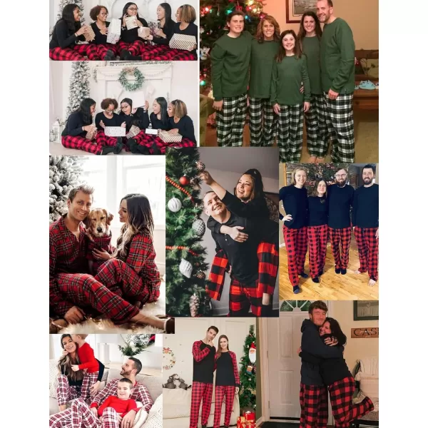 imageSWOMOG Matching Couples Christmas Pajamas Set Women ampamp Men Printed Long Sleeve Pjs Top and Plaid Pants LoungewearRed Black Plaid