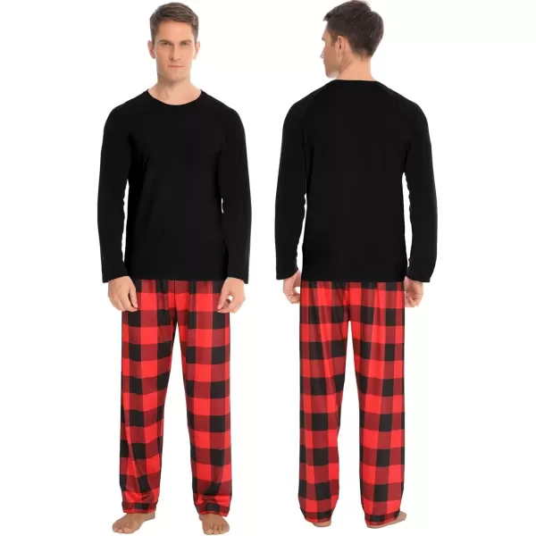 imageSWOMOG Matching Couples Christmas Pajamas Set Women ampamp Men Printed Long Sleeve Pjs Top and Plaid Pants LoungewearRed Black Plaid