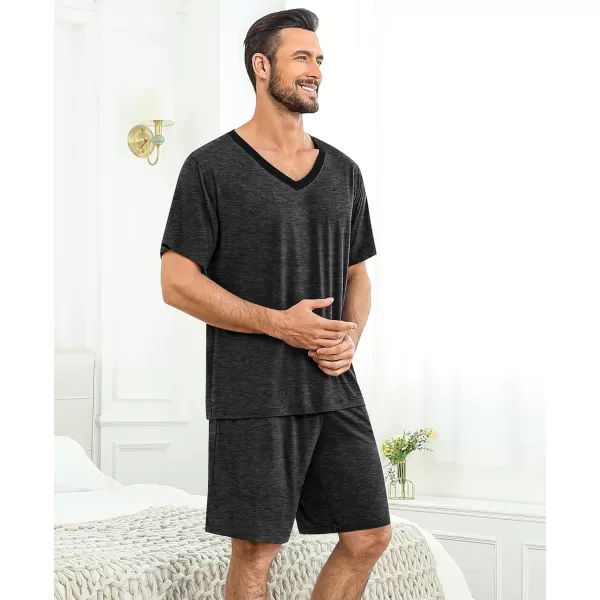 imageSWOMOG Mens Pajama Sets Short Sleeve Summer Pjs With Pocket 2Pcs Soft Comfy Nightwear Soft Sleepwear SXXLDeep Gray