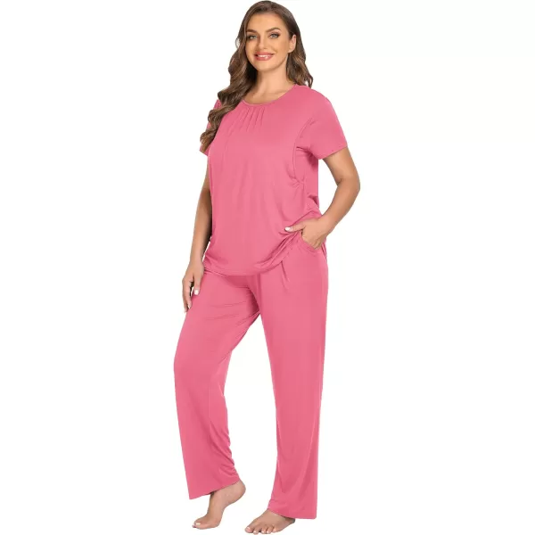 imageSWOMOG Women 3Pcs Maternity Pajama Set Nursing Pjs Pregnancy Set Breastfeeding Pjs Double Layer with PocketsCoral