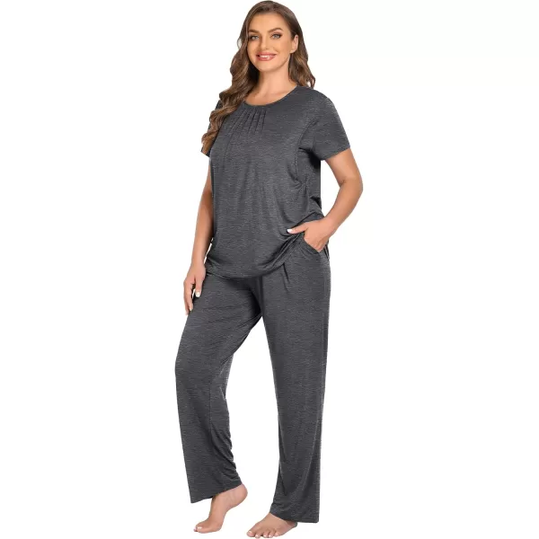 imageSWOMOG Women 3Pcs Maternity Pajama Set Nursing Pjs Pregnancy Set Breastfeeding Pjs Double Layer with PocketsDeep Grey