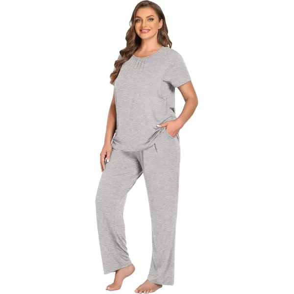 imageSWOMOG Women 3Pcs Maternity Pajama Set Nursing Pjs Pregnancy Set Breastfeeding Pjs Double Layer with PocketsGrey