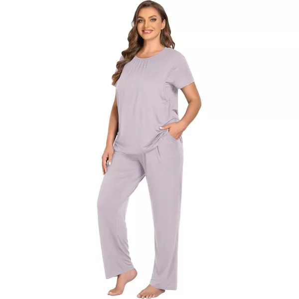 imageSWOMOG Women 3Pcs Maternity Pajama Set Nursing Pjs Pregnancy Set Breastfeeding Pjs Double Layer with PocketsLilac