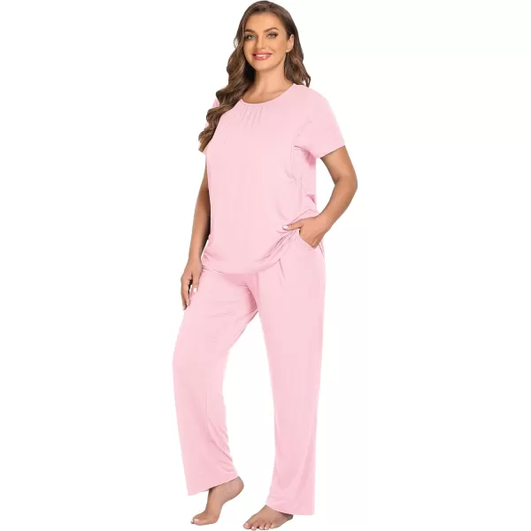 imageSWOMOG Women 3Pcs Maternity Pajama Set Nursing Pjs Pregnancy Set Breastfeeding Pjs Double Layer with PocketsPink