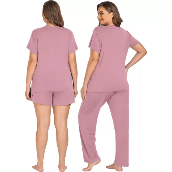 imageSWOMOG Women 3Pcs Maternity Pajama Set Nursing Pjs Pregnancy Set Breastfeeding Pjs Double Layer with PocketsTaropurple