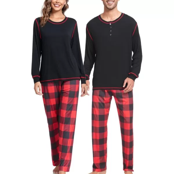 imageSWOMOG Family Christmas Pajamas 2024 MEN ampamp WOMEN Pjs Long Sleeve Top ampamp Plaid Bottom Soft Sleepwear LoungewearBlack  Red Plaid