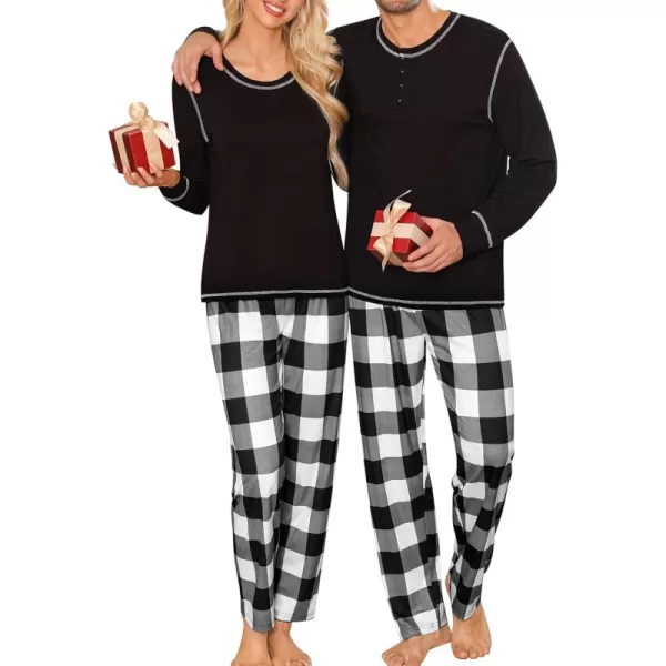 imageSWOMOG Family Christmas Pajamas 2024 MEN ampamp WOMEN Pjs Long Sleeve Top ampamp Plaid Bottom Soft Sleepwear LoungewearWhite