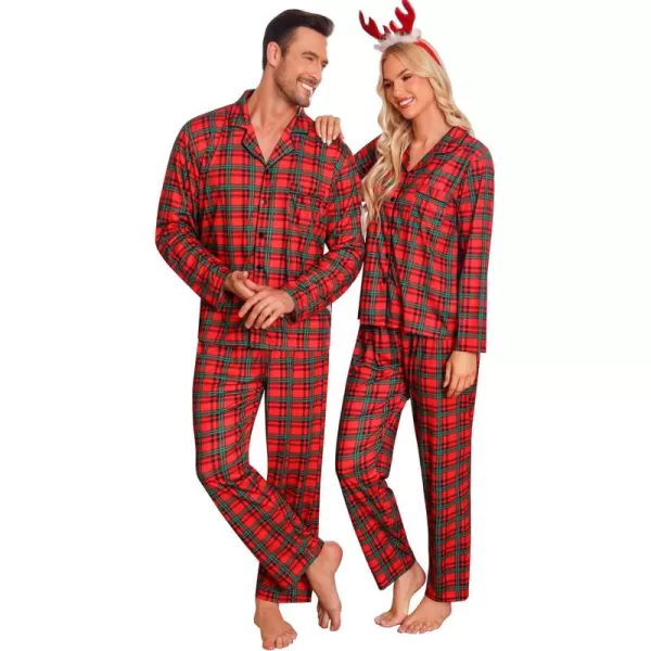 imageSWOMOG Family Matching Pajama Set Christmas Pjs Plaid Pajamas for Men Women Long Sleeve Sleepwear Pj SetRed Green Plaidno Pockets