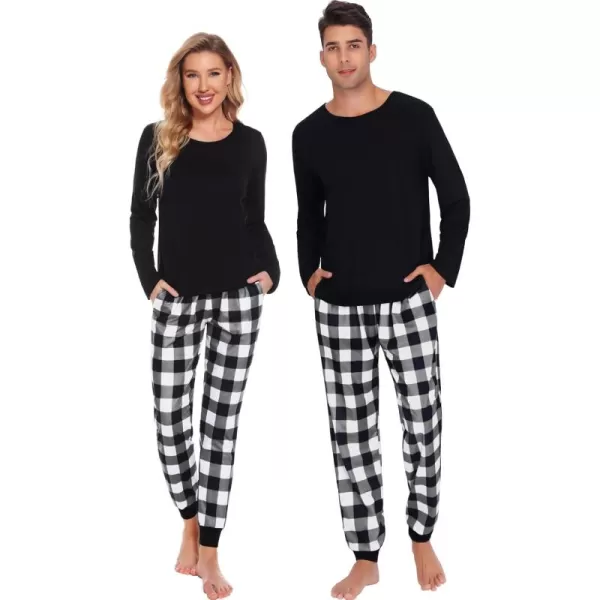 imageSWOMOG Family Matching Pajama Set Christmas Pjs Plaid Pajamas for Men Women Long Sleeve Sleepwear Pj SetWhite Plaid Pantswith Pockets